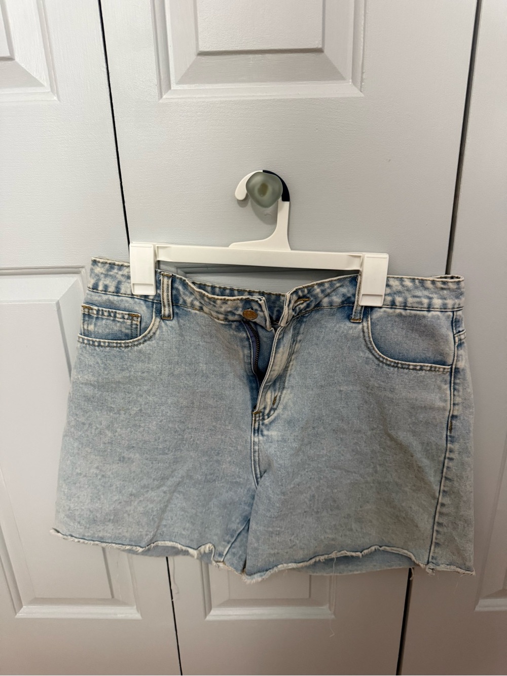 SHEIN Light Blue High-Rise Denim Cutoff Shorts